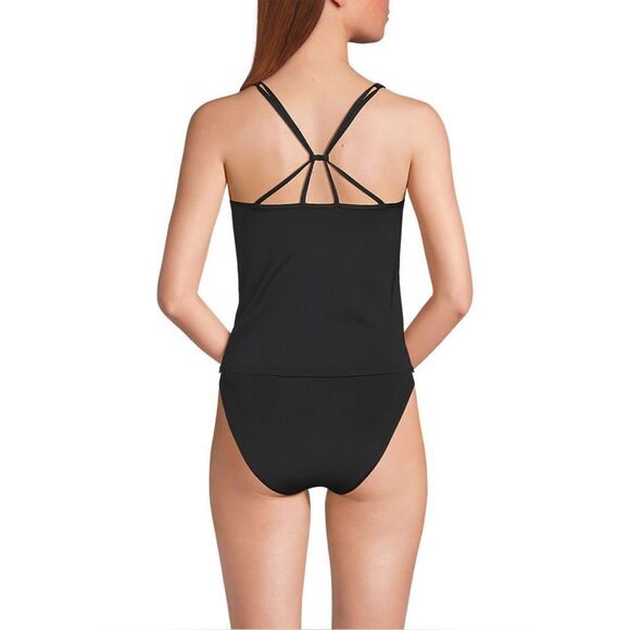 Land's End Tugless Luxe scoop neck X back tankini swimsuit top black Various - Picture 3 of 8
